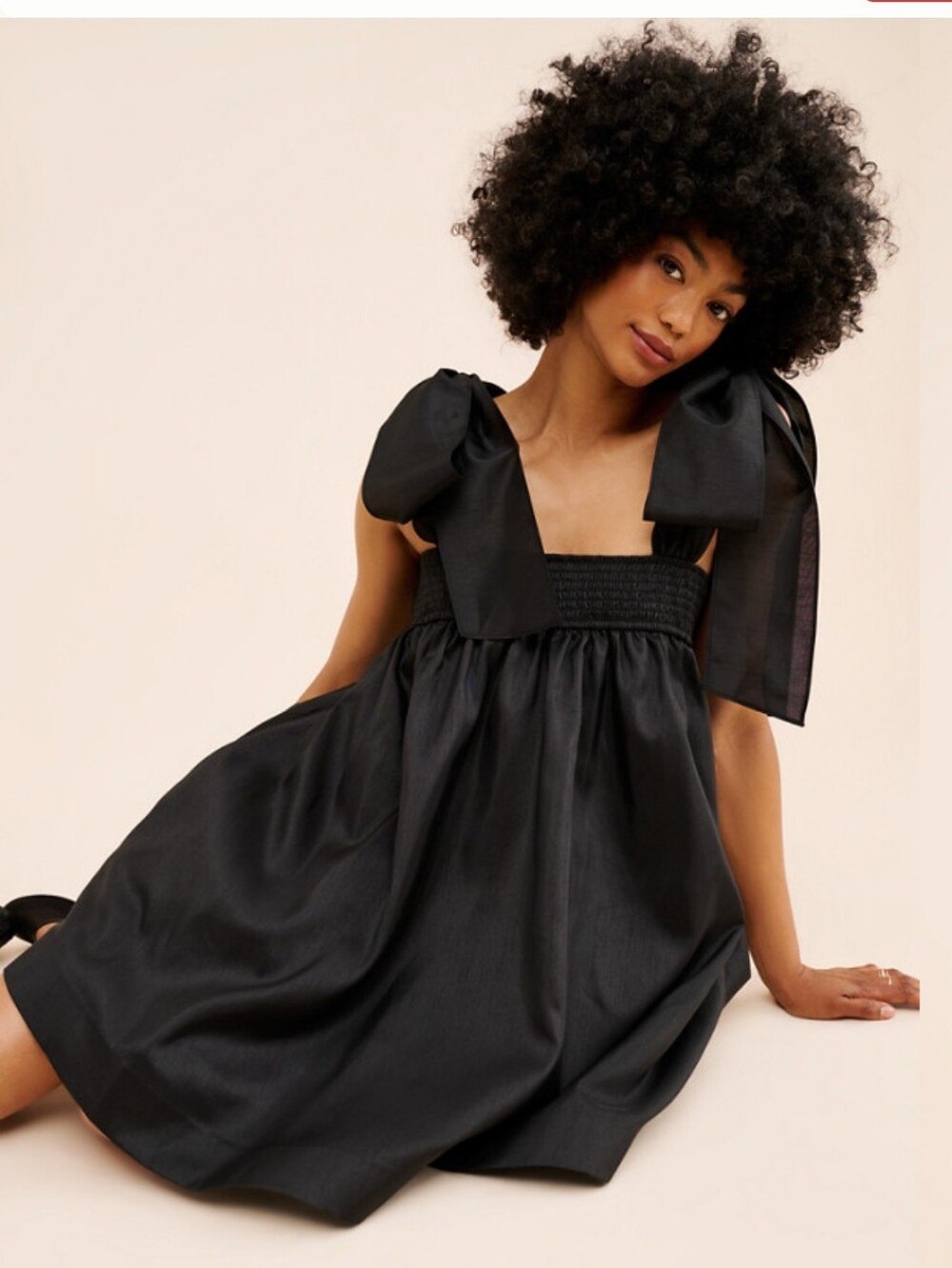 Anthropologie Hutch Solid Black Tie Strap Mini Babydoll Dress Size XS